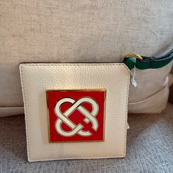 Casablanca Cream and Green Crossbody leather cardholder - Picture 5 of 7